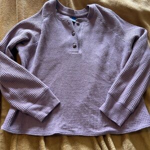 Old Navy Lavender Waffle-Knit Henley Sweater